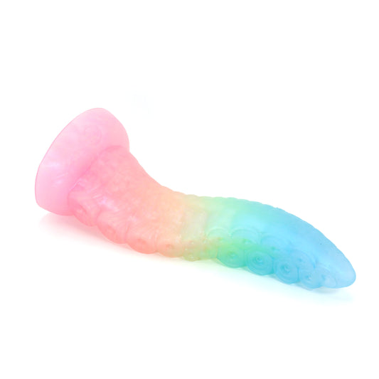 Dark Mantle Tentacle Large 00-31 Soft Near Clear Neon Blue Seaglass UV Suction Base FLOP