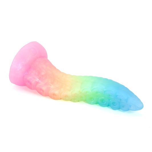 Dark Mantle Tentacle X-Large 00-31 Soft Near Clear Neon Blue Seaglass UV Suction Base